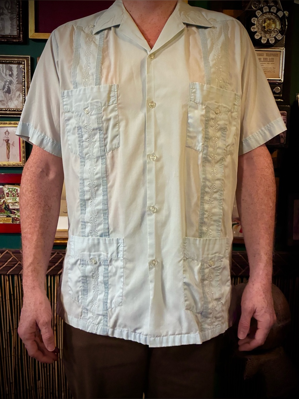 Vintage blue guayabera shirt